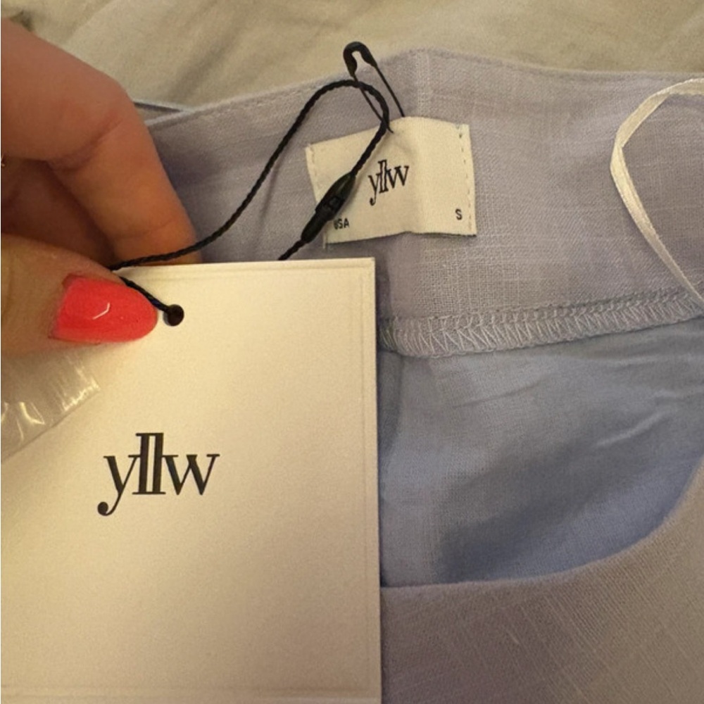 Yllw the Label Purple and White Linen Trousers - Picture 3 of 3